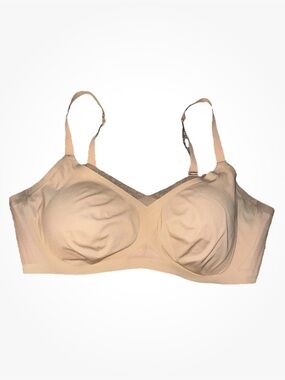 Honeylove Nude Tan Bra 1X 40 C/D Support Comfort Mesh Crossover V Neck Smooth
